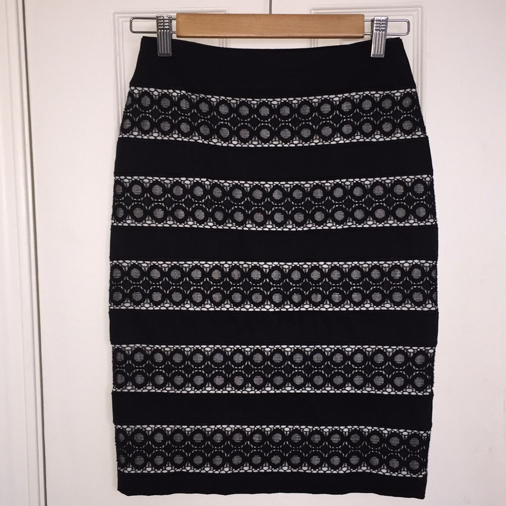 Black and White Skirt with Lace Pattern